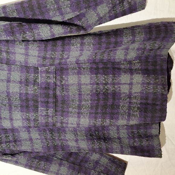 Plaid Pea Coat, Purple Grey With Hood, Madden Girl, Sz 12, NWOT - Picture 11 of 16